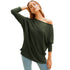 Women's Casual Round Collar Solid Color Long Sleeve Knit Top