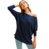 Women's Casual Round Collar Solid Color Long Sleeve Knit Top