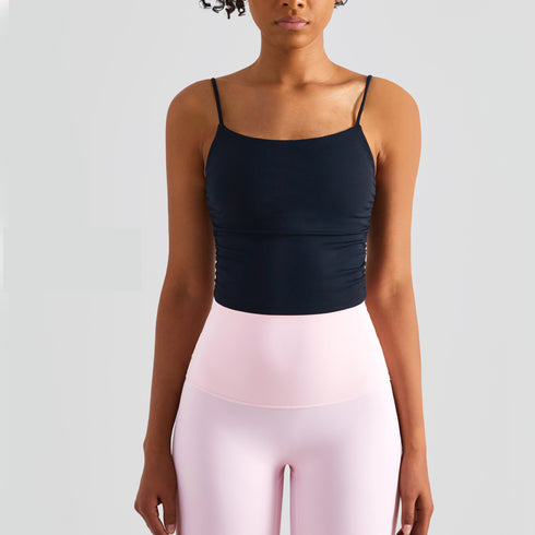 Women's Casual Sleeveless Crop Spaghetti Strap Yoga Tank