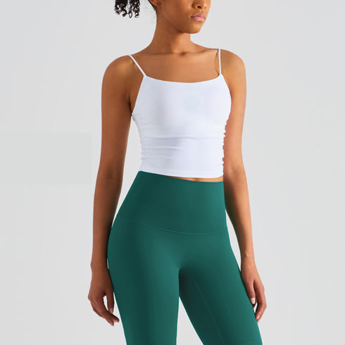 Women's Casual Sleeveless Crop Spaghetti Strap Yoga Tank