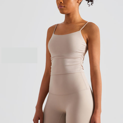 Women's Casual Sleeveless Crop Spaghetti Strap Yoga Tank