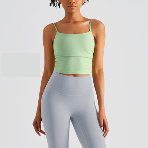 Women's Casual Sleeveless Crop Spaghetti Strap Yoga Tank