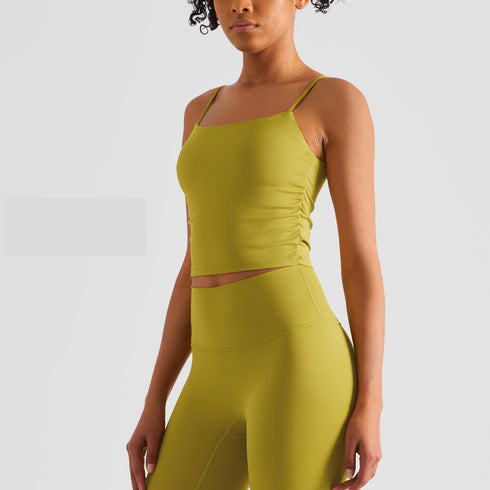 Women's Casual Sleeveless Crop Spaghetti Strap Yoga Tank