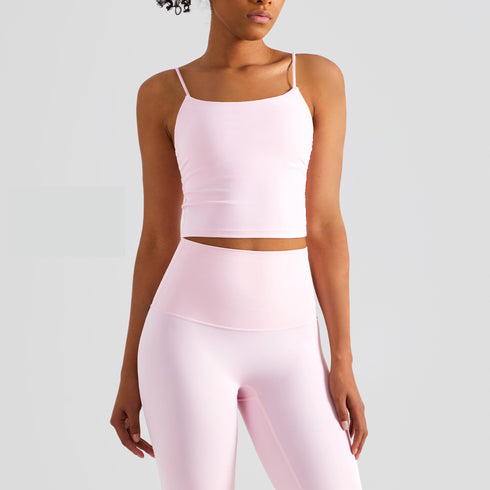 Women's Casual Sleeveless Crop Spaghetti Strap Yoga Tank