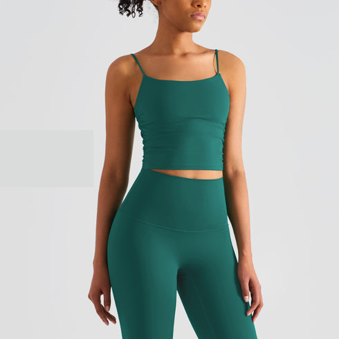 Women's Casual Sleeveless Crop Spaghetti Strap Yoga Tank