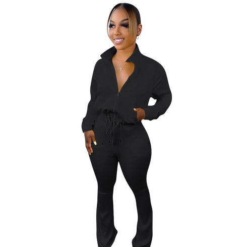 Women's Casual Solid Color Sports Simple Two Piece Outfits