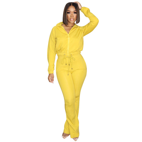 Women's Casual Solid Color Sports Simple Two Piece Outfits