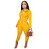 Women's Casual Solid Color Top Coat Long Pant Two Piece Set