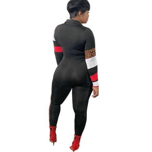 Women's Casual Sports Jogger Outfit Patchwork Jumpsuits