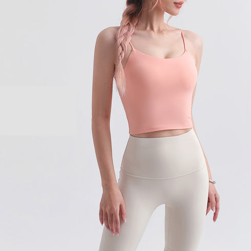 Women's Casual Yoga Activewear Crop Tank with Bra Pads