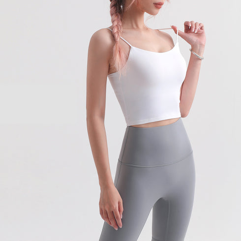 Women's Casual Yoga Activewear Crop Tank with Bra Pads