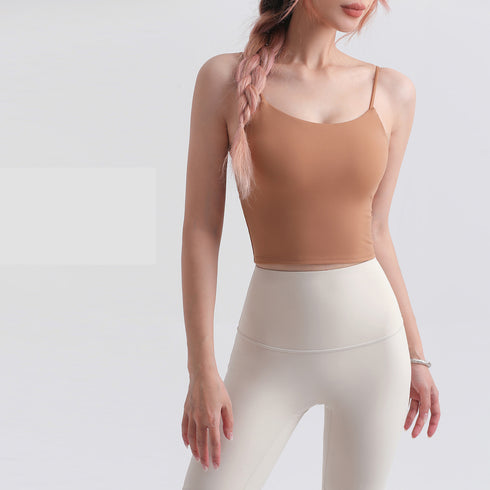 Women's Casual Yoga Activewear Crop Tank with Bra Pads