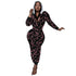 Women's Christmas Print V Neck Long Sleeve Jumpsuits