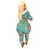 Women's Christmas Print V Neck Long Sleeve Jumpsuits