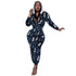 Women's Christmas Print V Neck Long Sleeve Jumpsuits