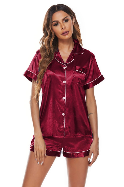 Women's Classical Pure Color Sleepwear Short Pajama Sets