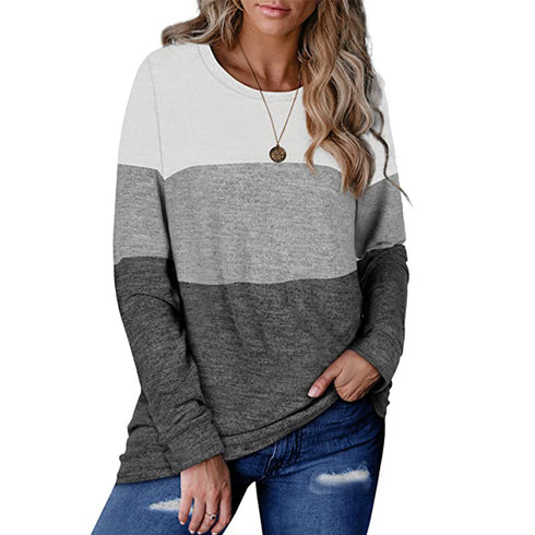 Women's Color Matching Round Collar Thin Sweatshirt