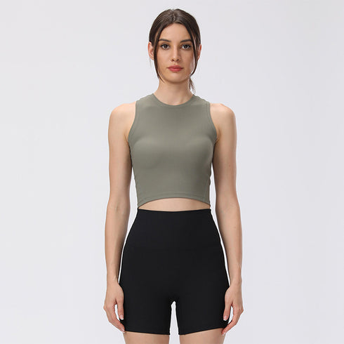 Women's Comfort Running Fitness Ribbed Crop Tank