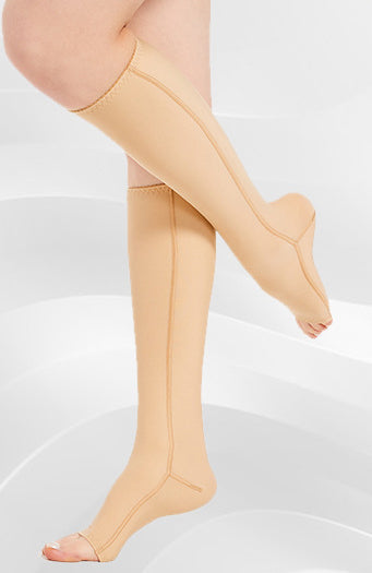 Women's Compression Thigh Slimming Stockings Open Toe Knee Length