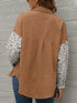 Women's Corduroy Loose Casual Leopard Button Shirt