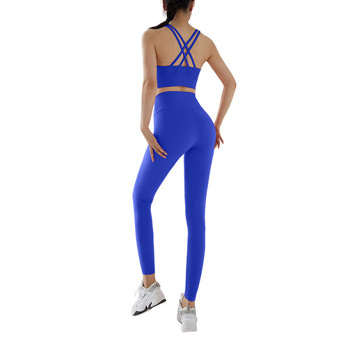 Women's Criss Cross Back Bra High Waist Yoga Pant Suits