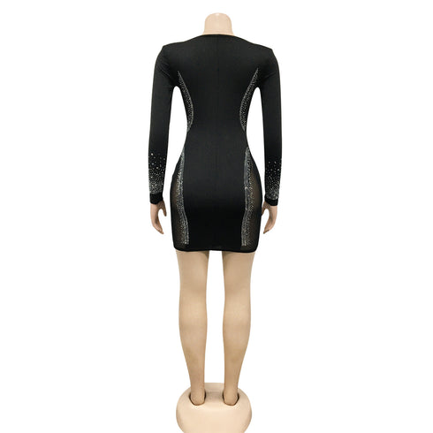 Women's Deep V-neck Fluoroscopy Gauze Cocktail Dresses