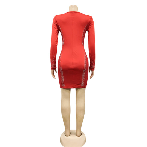 Women's Deep V-neck Fluoroscopy Gauze Cocktail Dresses