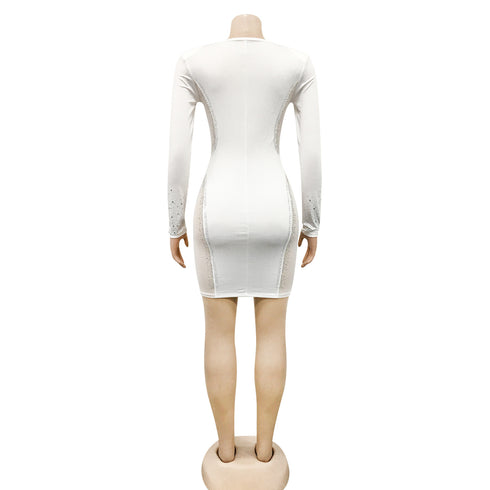 Women's Deep V-neck Fluoroscopy Gauze Cocktail Dresses