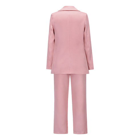 Women's Double-breasted Straight Leg Pant Two Piece Outfits