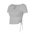 Women's Drawstring Short Sleeve U-Neck Fitness Yoga T-Shirt