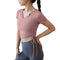 Women's Drawstring Short Sleeve U-Neck Fitness Yoga T-Shirt