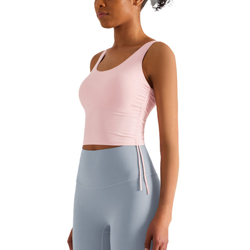 Women's Drawstring Stylish Yoga Running Crop Tank