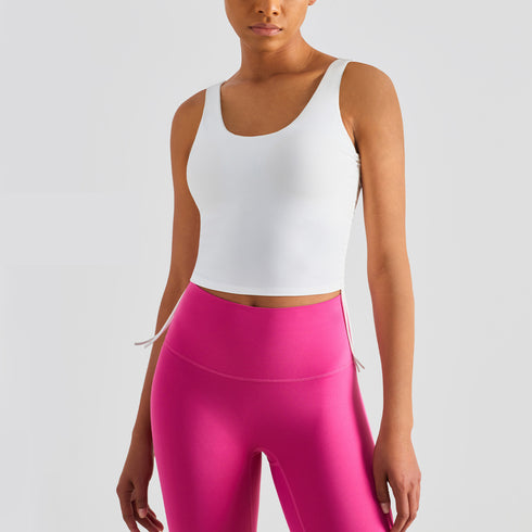 Women's Drawstring Stylish Yoga Running Crop Tank