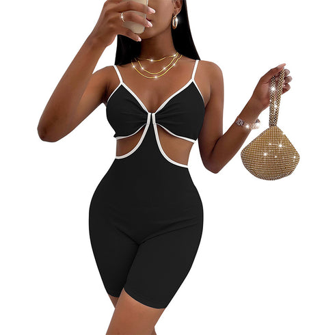 Women's Elegant Wrap Hip Shorts Sleeveless Romper