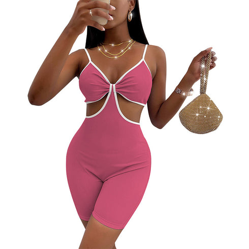 Women's Elegant Wrap Hip Shorts Sleeveless Romper