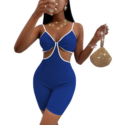 Women's Elegant Wrap Hip Shorts Sleeveless Romper