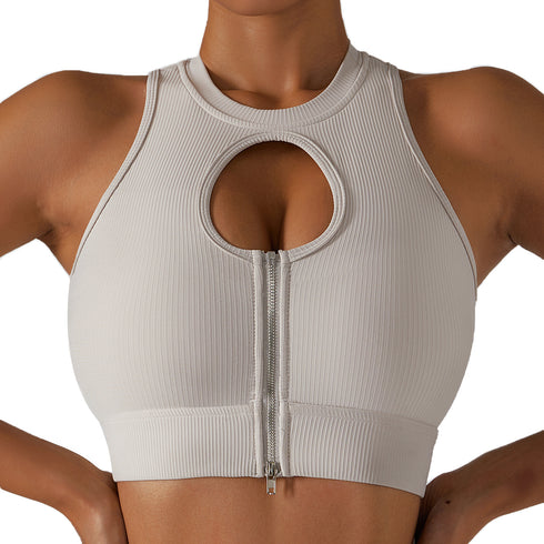 Women's Exercise Running Bras Zipper Yoga Tank