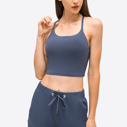 Women's Exercise Running Yoga Bra Pads Spaghetti Strap Tank