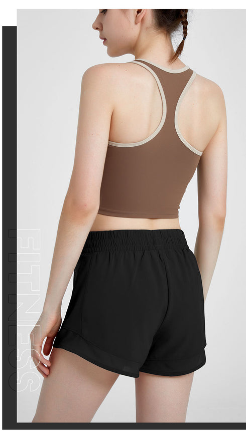 Women's Fake Two Piece Hi-Waist Quick Dry Shorts