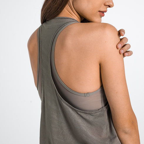 Women's Fake Two Piece Loose Sports Bra Quick Dry Tank