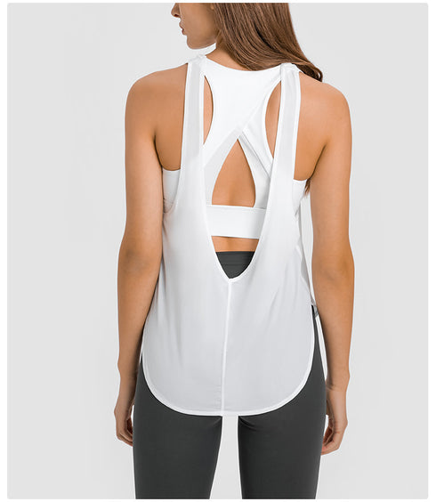 Women's Fake Two Piece Yoga Loose Sports Bra Tank