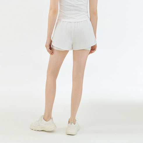 Women's Fake Two Pieces Running Loose Breathable Shorts