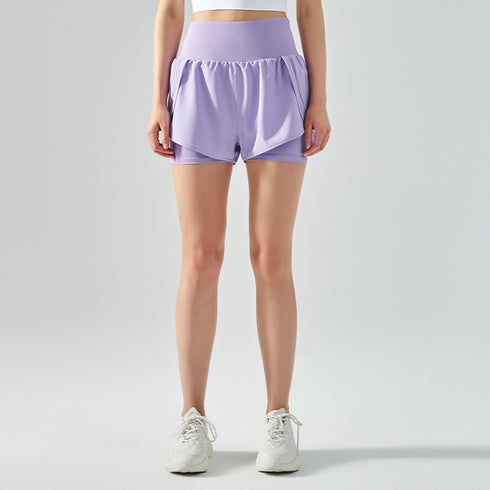 Women's Fake Two Pieces Running Loose Breathable Shorts