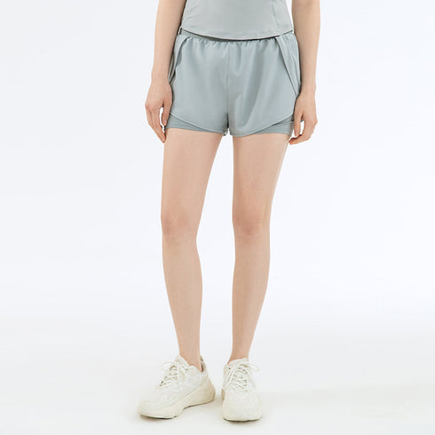 Women's Fake Two Pieces Running Loose Breathable Shorts