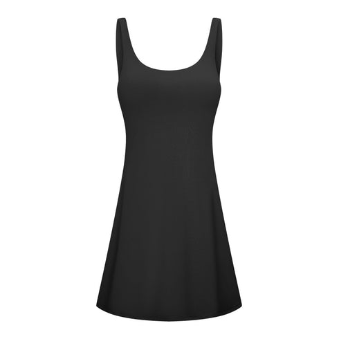 Women's Fake Two Piece Casual Activewear Dresses with Bra Pads
