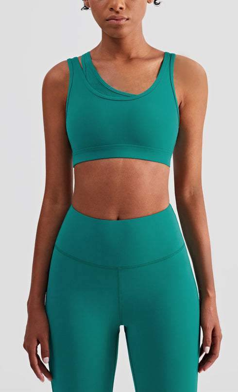 Women's False Two Piece High Impact Support Fitness Bra