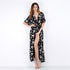 Women's Fashion Printed Beach Short Sleeve Long Dresses
