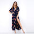 Women's Fashion Printed Beach Short Sleeve Long Dresses