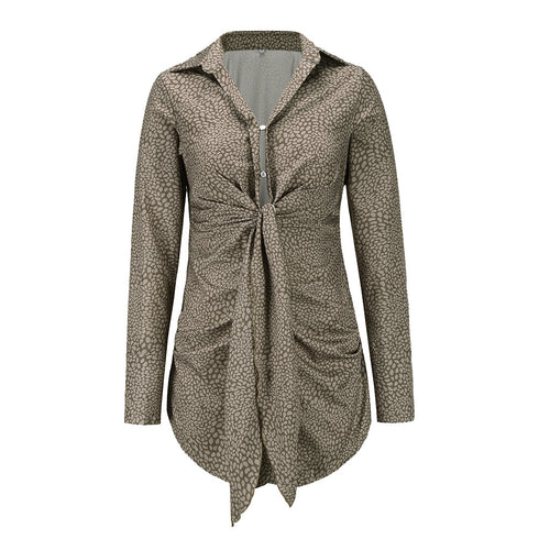 Women's Fashion Sexy Slim Print Shirt Dress