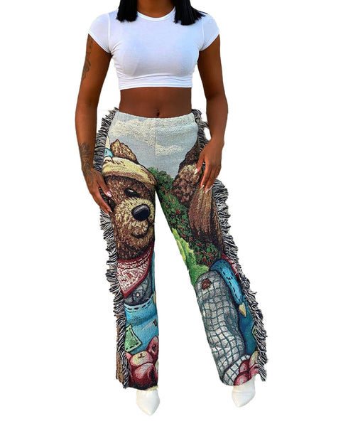 Women's Fashionable Patchwork Print Straight Leg Pants
